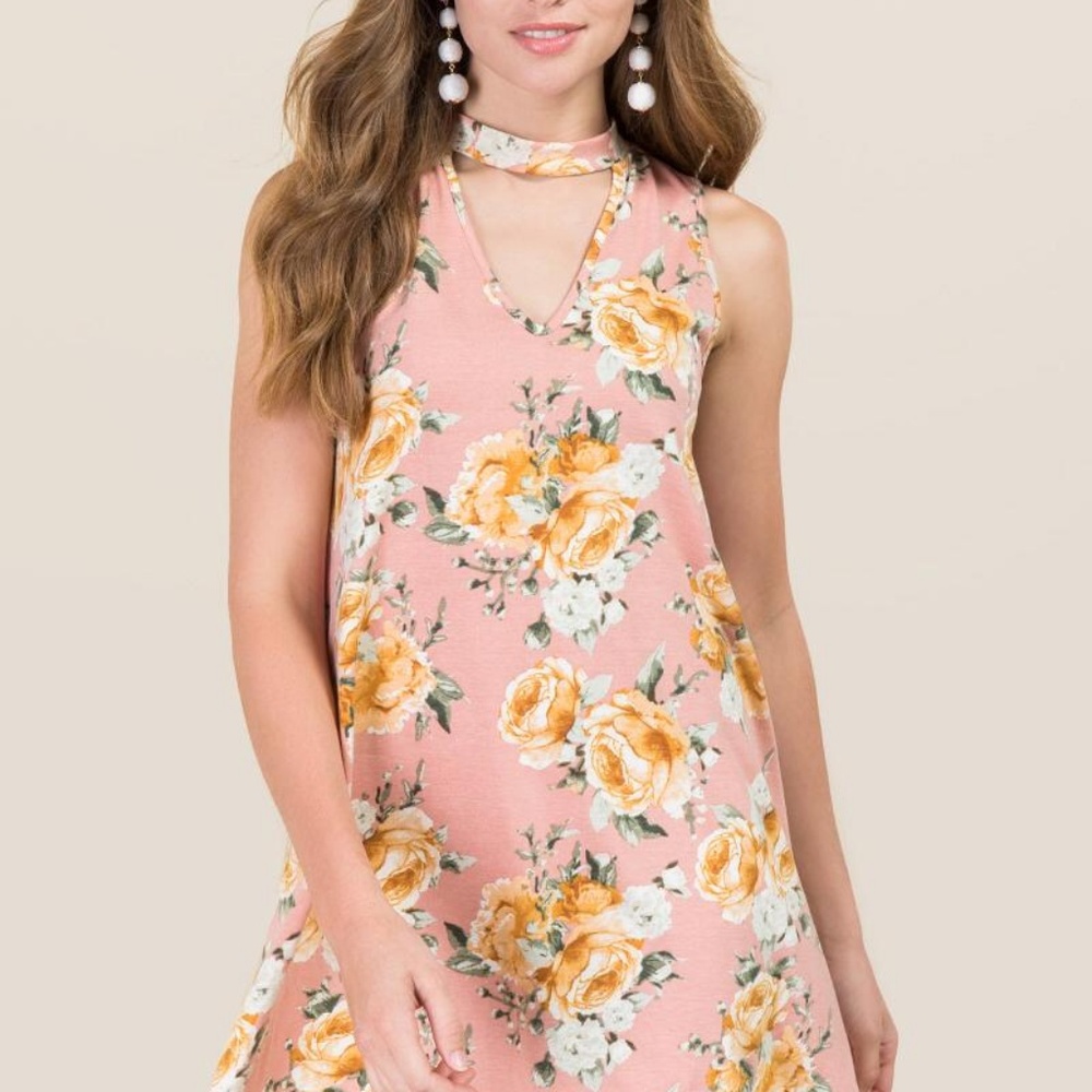 Francesca's Hattie Gigi Floral Shift Dress Rose XS - Picture 2 of 4